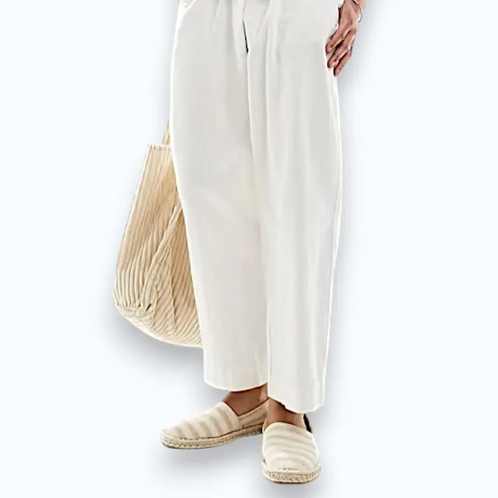 ASOS DESIGN cream tan slip on espadrilles in stone canvas stripe NWOT US 8